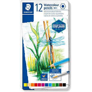 Staedtler 14610C Caja Metalica con 12 Lapices de Colores Acuarelables - Resistentes a la Rotura - Colores Surtidos