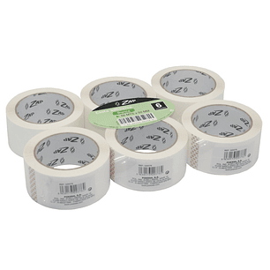 Zap Pack de 6 Precintos de Embalaje 50mm x 66m - Polipropileno 55 micras - Color Blanco