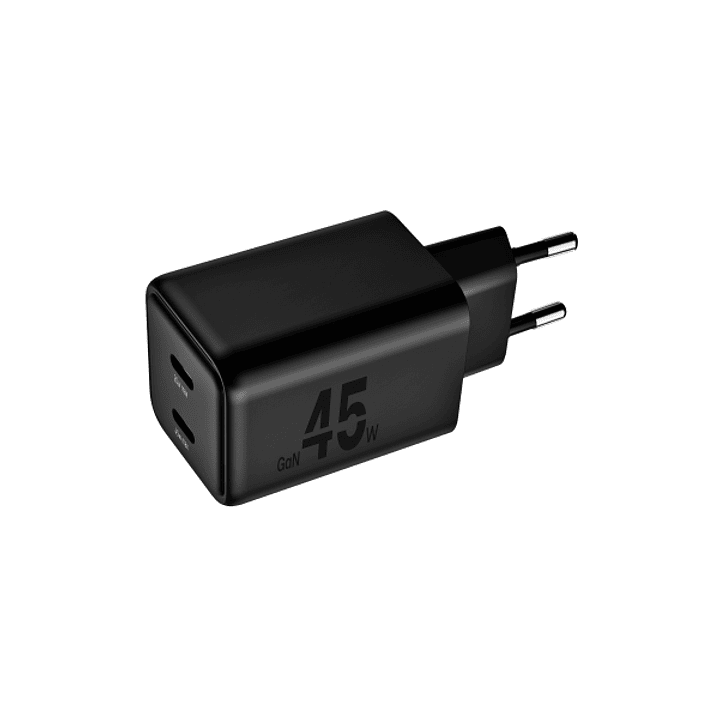 Blackbyte Cargador GaN Doble PD de 45W - 2xUSB-C - Carga Rapida PPS - Color Negro 1