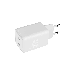 Blackbyte by Pedro Buerbaum Cargador GaN Doble PD de 45W - 2xUSB-C - Carga Rapida PPS - Color Blanco