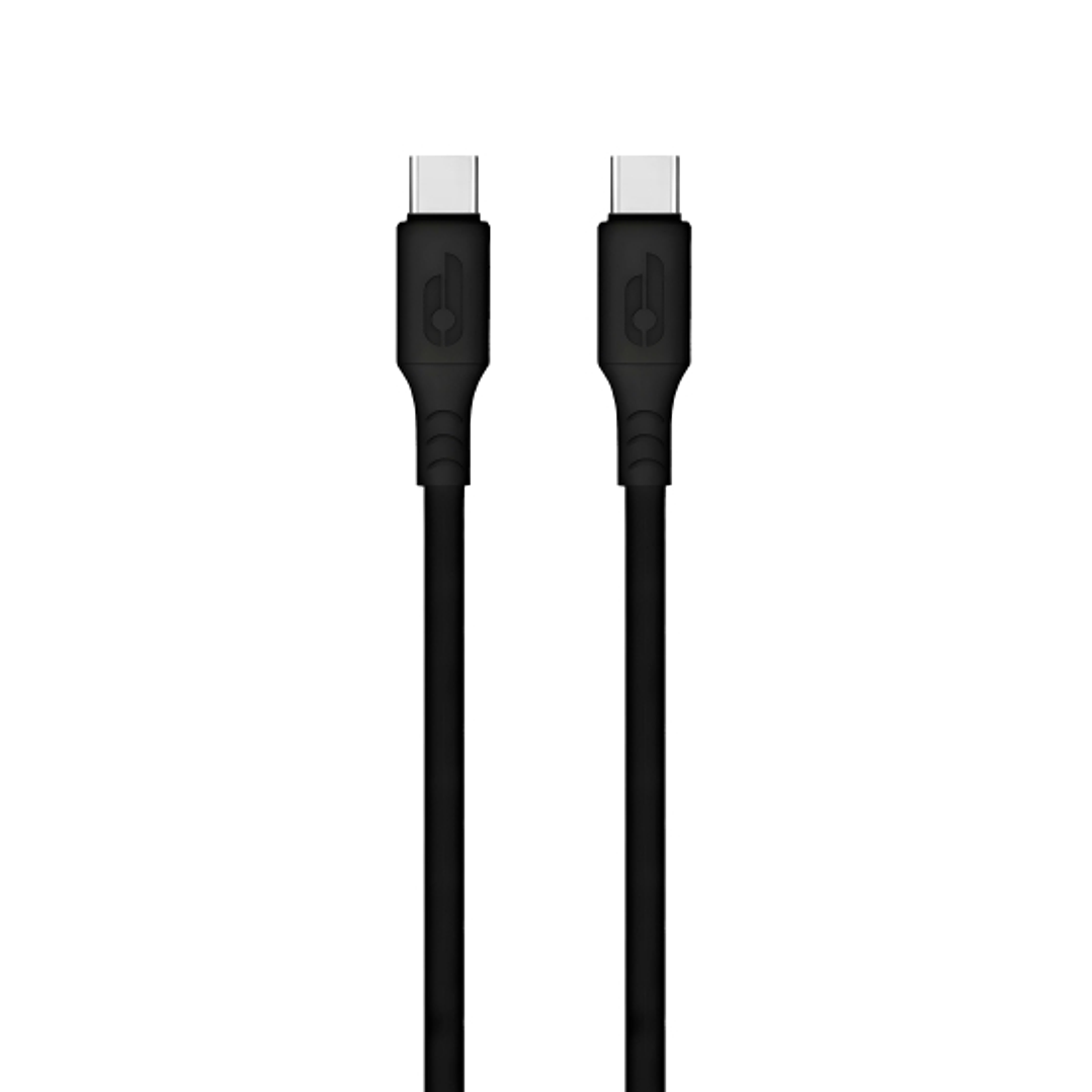 Blackbyte Cable USB-C Macho a USB-C Macho de Silicona - Hasta 60W - 1 metro - 480Mbps - Compatible con Carga Rapida - Diametro 3mm - Color Negro 1
