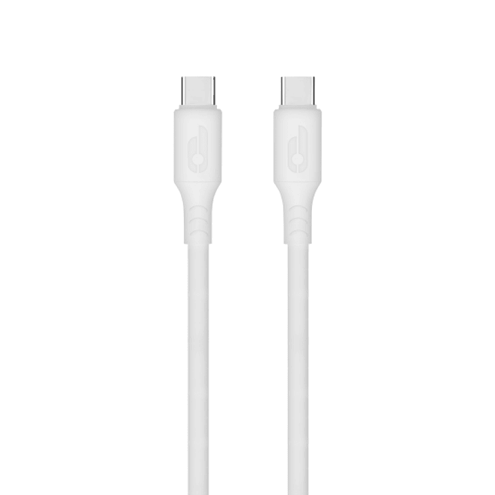 Blackbyte Cable USB-C Macho a USB-C Macho de Silicona - Hasta 60W - 1 metro - 480Mbps - Compatible con Carga Rapida - Diametro 3mm - Color Blanco 1