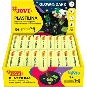 Jovi Bandeja con 18 Pastillas de Plastilina 50gr Fluorescente - Muy Moldeable - No se Seca