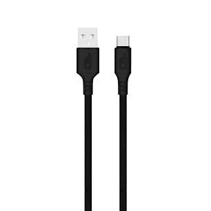 Blackbyte by Pedro Buerbaum Cable USB-A Macho a USB-C Macho de Silicona - Hasta 10W - 1 metro - 480Mbps - Diametro 3mm - Color Negro