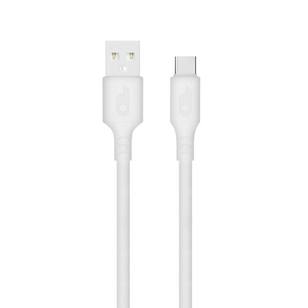 Blackbyte Cable USB-A Macho a USB-C Macho de Silicona - Hasta 10W - 1 metro - 480Mbps - Diametro 3mm - Color Blanco 1