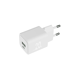Blackbyte by Pedro Buerbaum Cargador GaN Doble - 1xUSB-C PD 20W - 1xUSB-A 18W - Carga Rapida PPS - Color Blanco