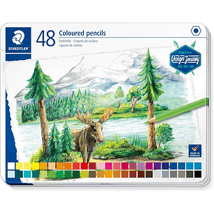 Staedtler 146C Caja Metalica con 48 Lapices de Colores - Mina Suave - Colores Surtidos