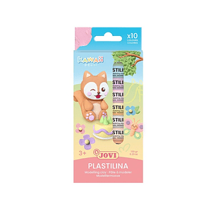 Jovi Kawaii Pack con 10 Barras de Plastilina 15gr - Muy Moldeable - No se Seca - Colores Surtidos