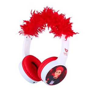 Redlox by Chuster Tuber Auriculares Bluetooth 5.3 con Pelo - Altavoz 30mm - Bateria 200mAh - Autonomia hasta 24h - Alcance 10m - 32Ohm - Sensibilidad 