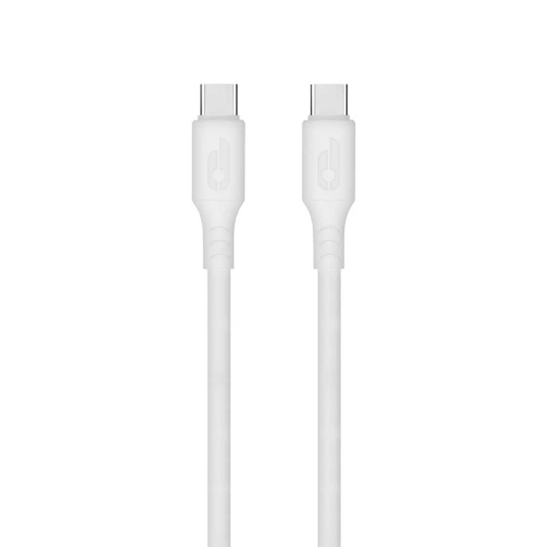 Blackbyte Cable USB-C Macho a USB-C Macho de Silicona - Hasta 60W - 2 metros - 480Mbps - Compatible con Carga Rapida - Diametro 3mm - Color Blanco 1