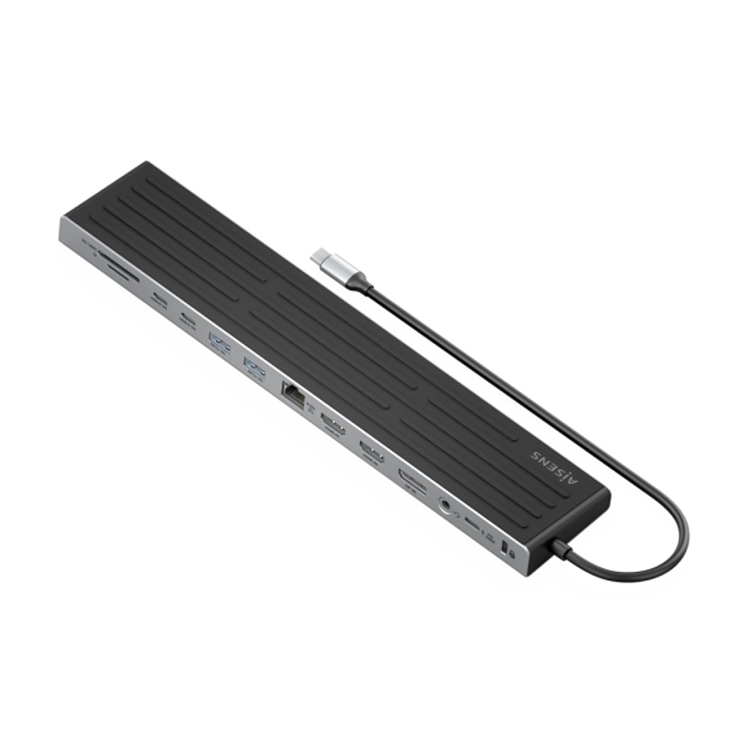 Aisens USB-C Dock 13 En 1 - USB-C a 2xHDMI - 1xDisplayPort - 1xRJ45 - 3xUSB-A - 2xUSB-C - 1xUSB-C PD - 1xAudio - 1xSD - 1xMicro SD - 1xRanura Kensingt 1