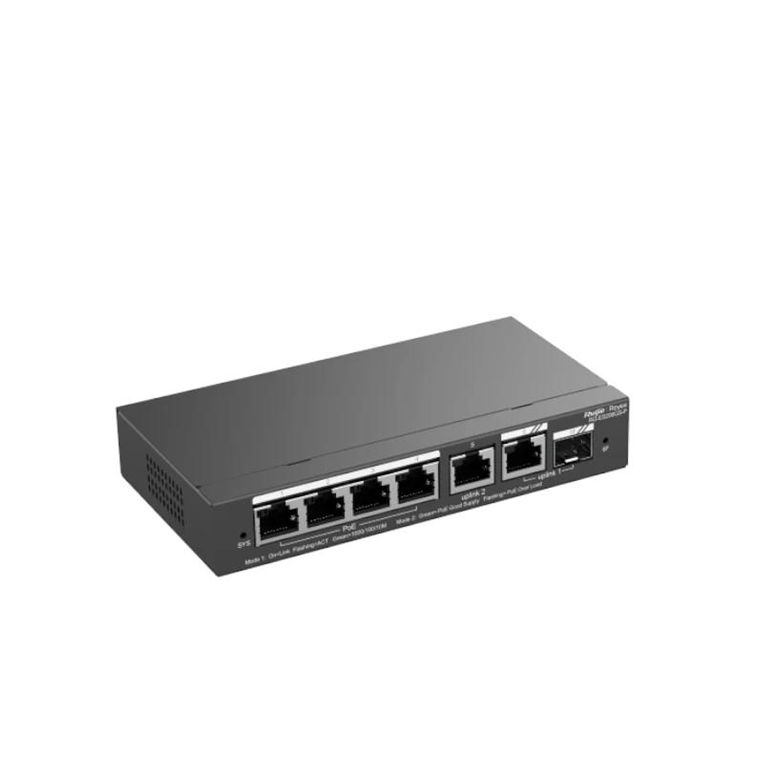 Reyee ES206GS-P Switch 4xPoE 2xGbE 1xSFP(C) 54W 1