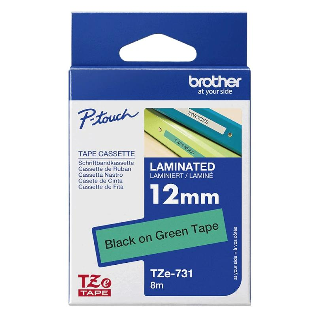 Brother Cinta Laminada Negro/Verde 12 mm 2