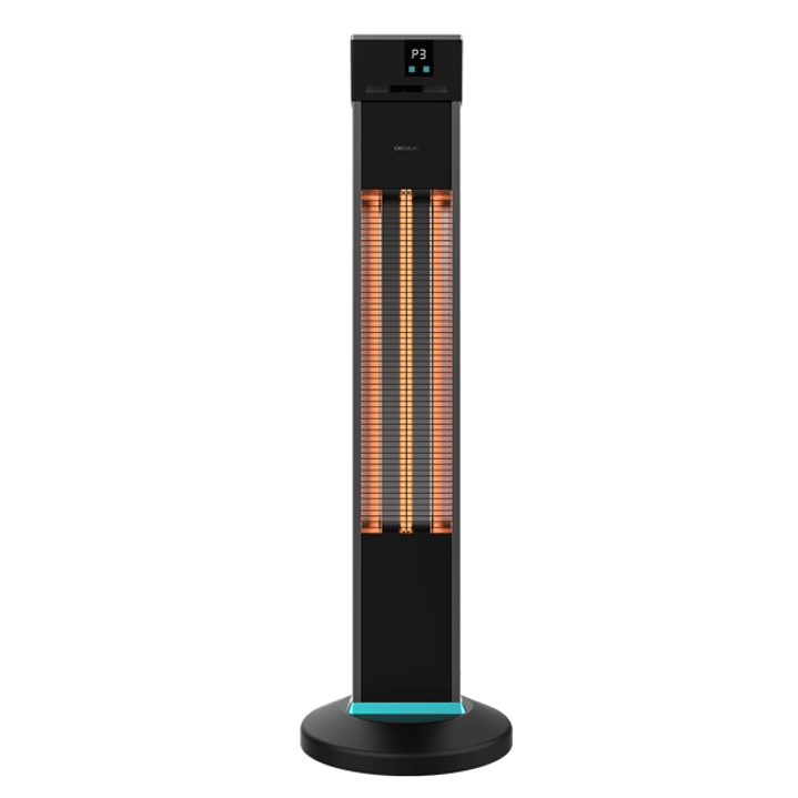 Cecotec ReadyWarm 2000 Power Tower Estufa Halogena de Torre para Exterior - 2000W - 3 Niveles de Calor - Pantalla LCD - Proteccion IP34 - Seguridad co 1