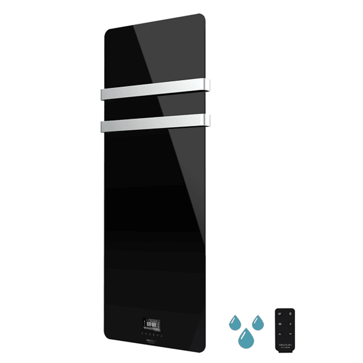 Cecotec ReadyWarm 9880 Toallero Electrico - 850W - Calefactor de Cristal - IP24 - Pantalla LED Tactil - Temporizador Semanal - Dos Colgadores de Acero 1