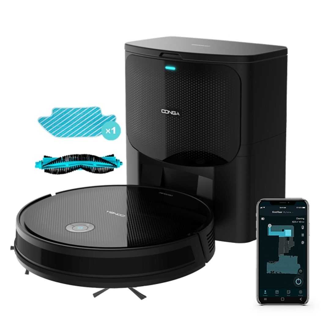 Cecotec Conga 2499 Ultra Home Advanced Robot Aspirador 4 en 1 con Base de Autovaciado - 2100Pa - Navegacion Giroscopica - Control App y Voz - Bolsa de 1