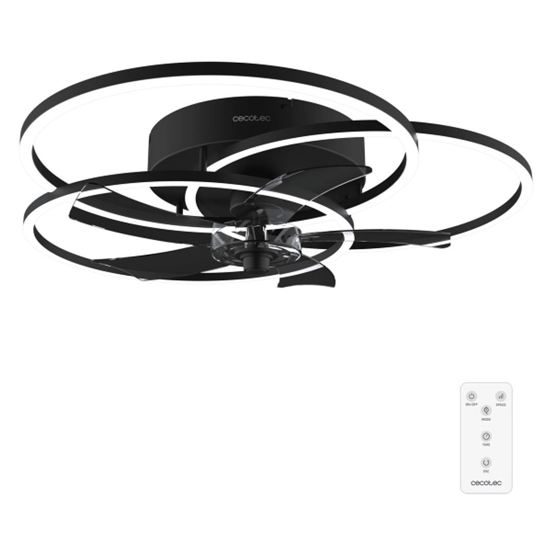 Cecotec EnergySilence LampAero 670 FlowLight Ventilador de Techo con 5 Aspas y Luz - 20W - Estilo Geometrico Original - 3 Tonos LED - Temporizador - 3 1