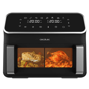 Cecotec Cecofry Panoramic 9000 Feidora sin Aceite Doble - 2700W - Capacidad de 9L - Cubeta Divisible - Ventana de Visualizacion - Tactil Multifuncion 