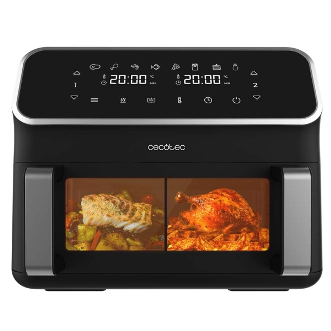 Cecotec Cecofry Panoramic 9000 Feidora sin Aceite Doble - 2700W - Capacidad de 9L - Cubeta Divisible - Ventana de Visualizacion - Tactil Multifuncion  1