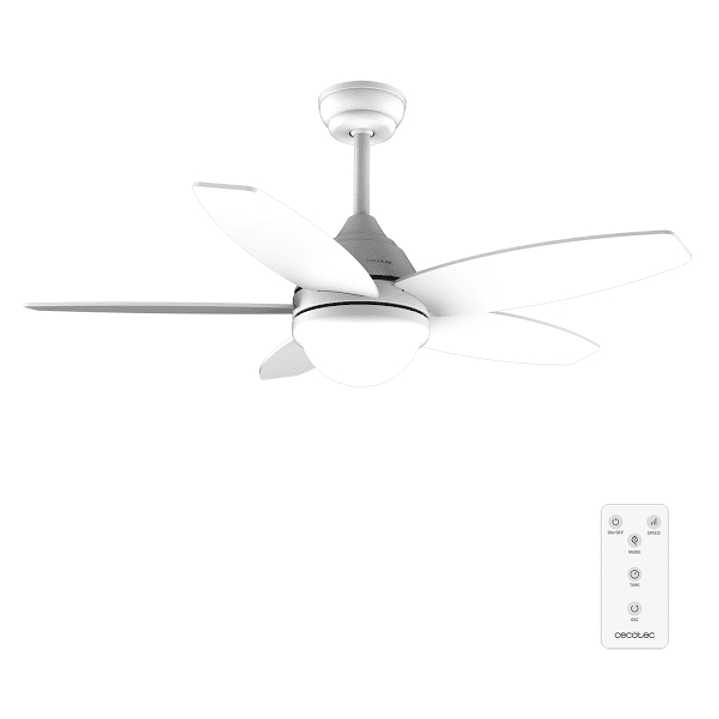 Cecotec EnergySilence Aero 4200 WhiteWood Ventilador de Techo con 5 Aspas y Luz Integrada - 49W - Diametro de 42
