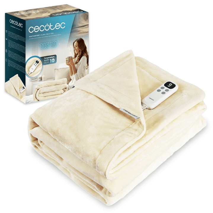 Cecotec HeatConfort Calma Manta Electrica - 115W - Tecnologia PTC y NTC - 10 Niveles de Calor - Temporizador - Apagado Automatico - Controlador Extrai 1