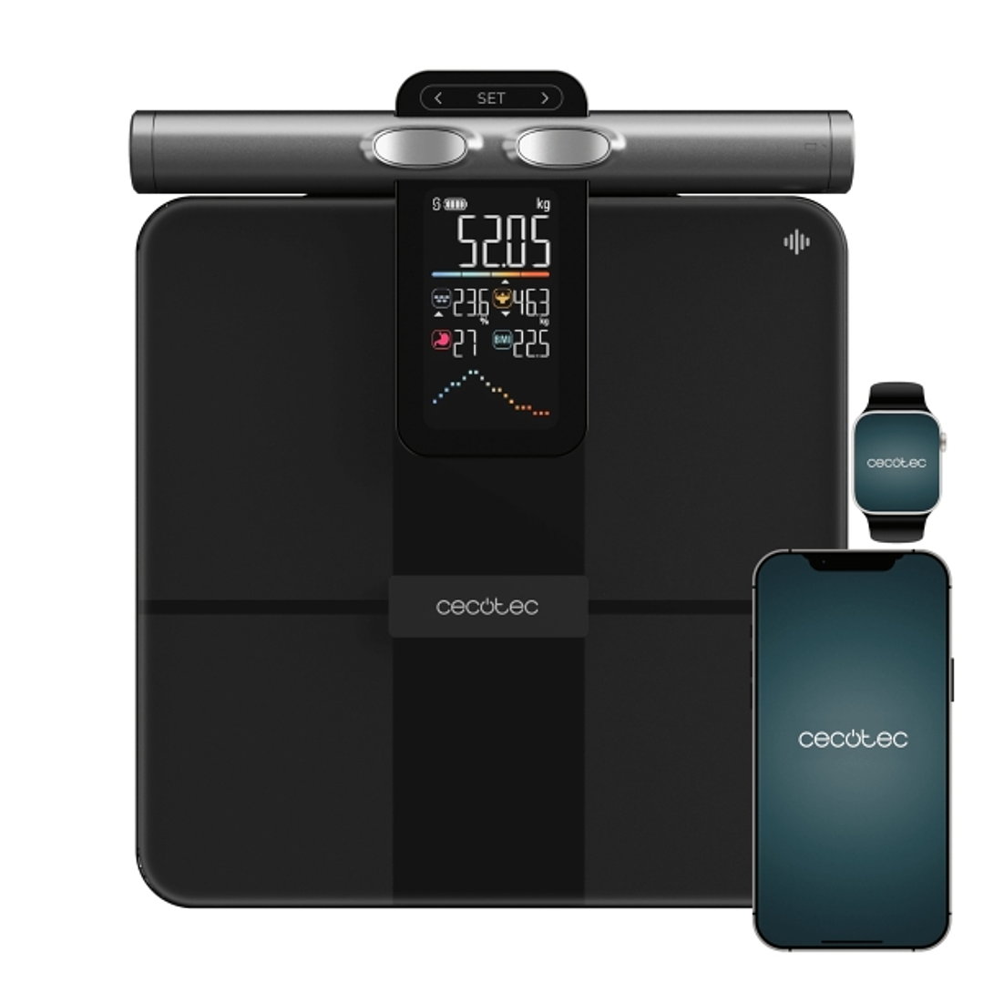 Cecotec Surface Precision HealthySmart Pro Bascula Corporal hasta 180kg - Analisis Corporal Completo - 25 Parametros - 8 Sensores - Pantalla LCD - Con 1