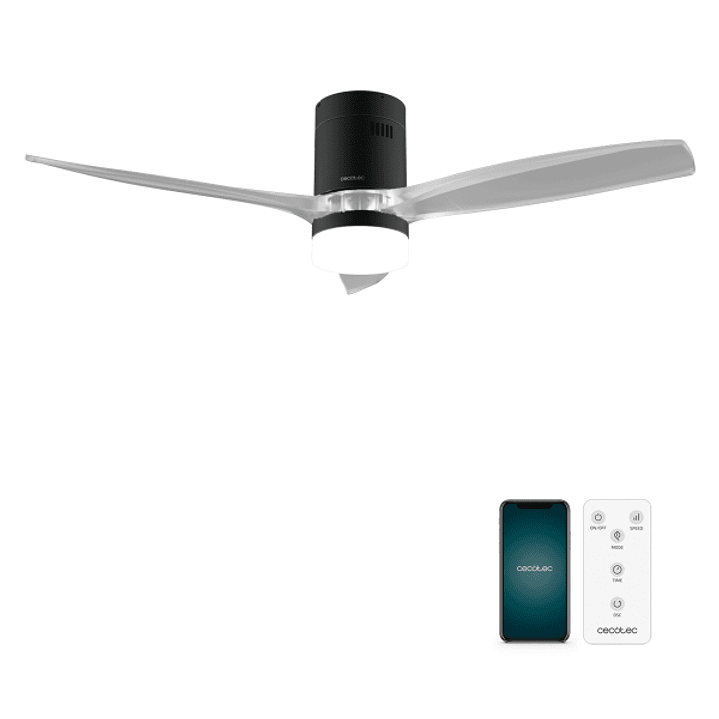 Cecotec EnergySilence Aero 5285 Sun BlackTransparent Connected Ventilador de Techo con 3 Aspas y Luz - 40W - Diametro de 52