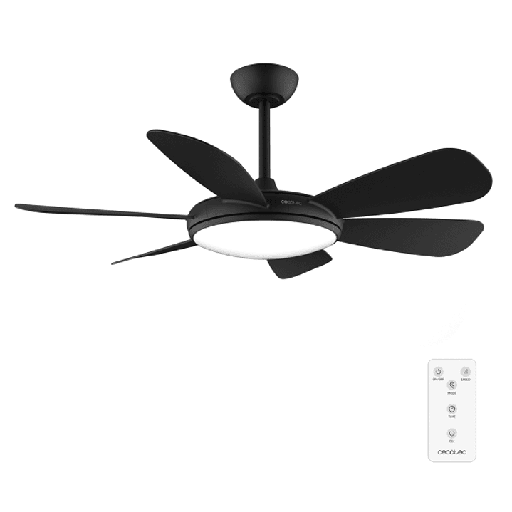 Cecotec EnergySilence Aero 5200 Black Pro Ventilador de Techo con 6 Aspas y Luz Integrada - 55W - Diametro de 52