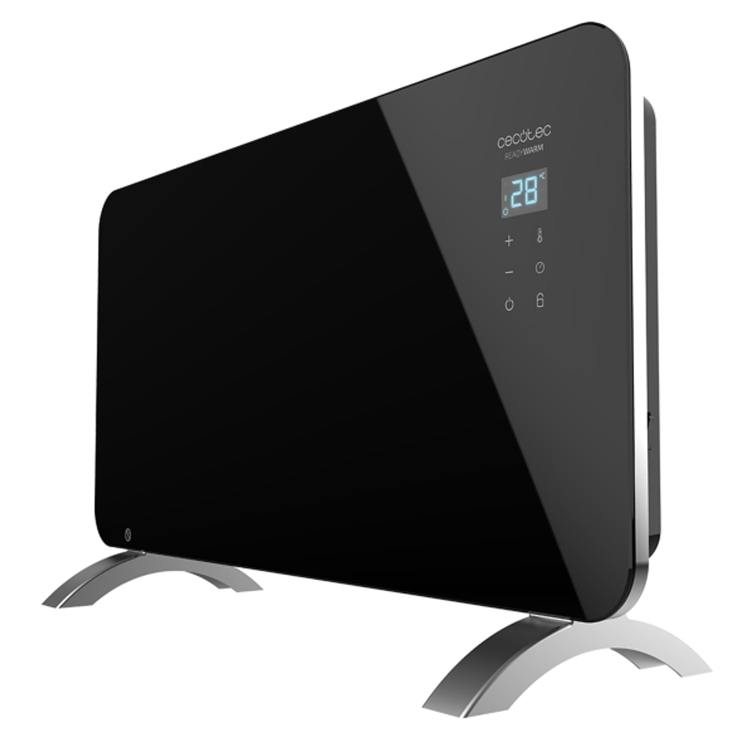 Cecotec Ready Warm 6720 Crystal Connection Convector de Cristal Templado - 1500W - Cobertura hasta 15m2 - Control Wi-Fi - LED Tactil - 2 Niveles de Po 1