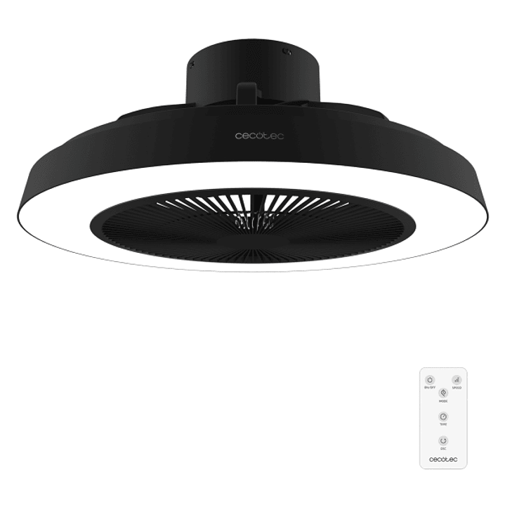 Cecotec EnergySilence LampAero 600 InsideBlack Ventilador de Techo con 5 Aspas y Luz - 20W - Aro LED con 3 Tonos - Diametro de 24