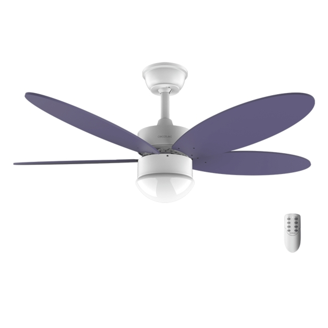 Cecotec EnergySilence Aero 4260 Purple Ventilador de Techo con 5 Aspas Reversibles y Luz LED Integrada - 40W - Diametro de 42