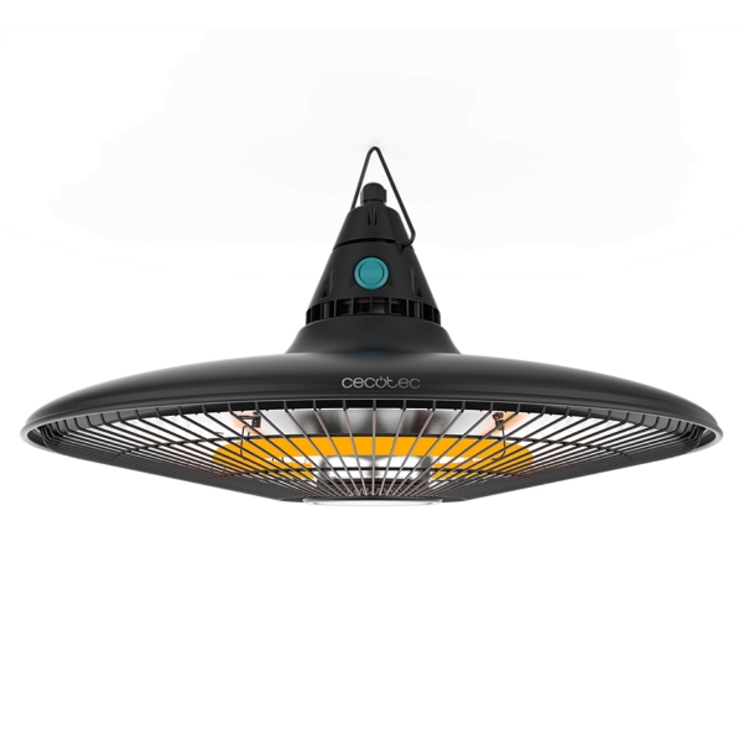 Cecotec ReadyWarm 1500 Power Ceiling Estufa Halogena de Techo para Exterior - Potencia de 1500W - Proteccion IP65 - Calienta hasta 10m2 - Incluye Mand 1