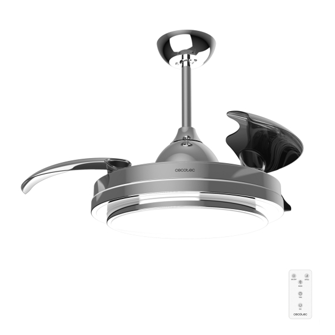 Cecotec EnergySilence Aero 4300 lnvisible Double Metal Ventilador de Techo con 3 Aspas y Luz - 35W - 6 Velocidades - Aspas Retractiles - Temporizador  1