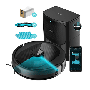 Cecotec Conga 8290 Immortal Ultra Power Home Genesis T Robot Aspirador 4 en 1 con Base de Autovaciado - 5500Pa - Navegacion Laser - Autonomia 280min -