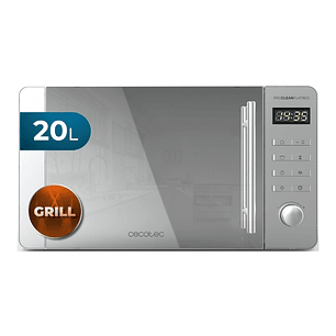 Cecotec Proclean 5120 Flatbed Inox Microondas sin Plato - Potencia de 700W - Capacidad de 20L - Grill de 800W - Revestimiento Ceramico - Pantalla LED 