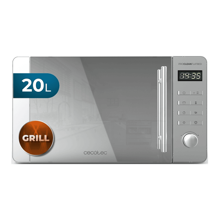 Cecotec Proclean 5120 Flatbed Inox Microondas sin Plato - Potencia de 700W - Capacidad de 20L - Grill de 800W - Revestimiento Ceramico - Pantalla LED  1