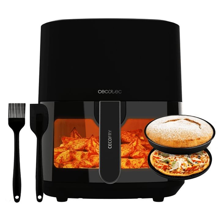 Cecotec Cecofry Fantastik Window 5500 Freidora sin Aceite - Potencia de 1500W - Capacidad 6.5L - 12 Menus Preconfigurados - Ventana de Control - Acero 1