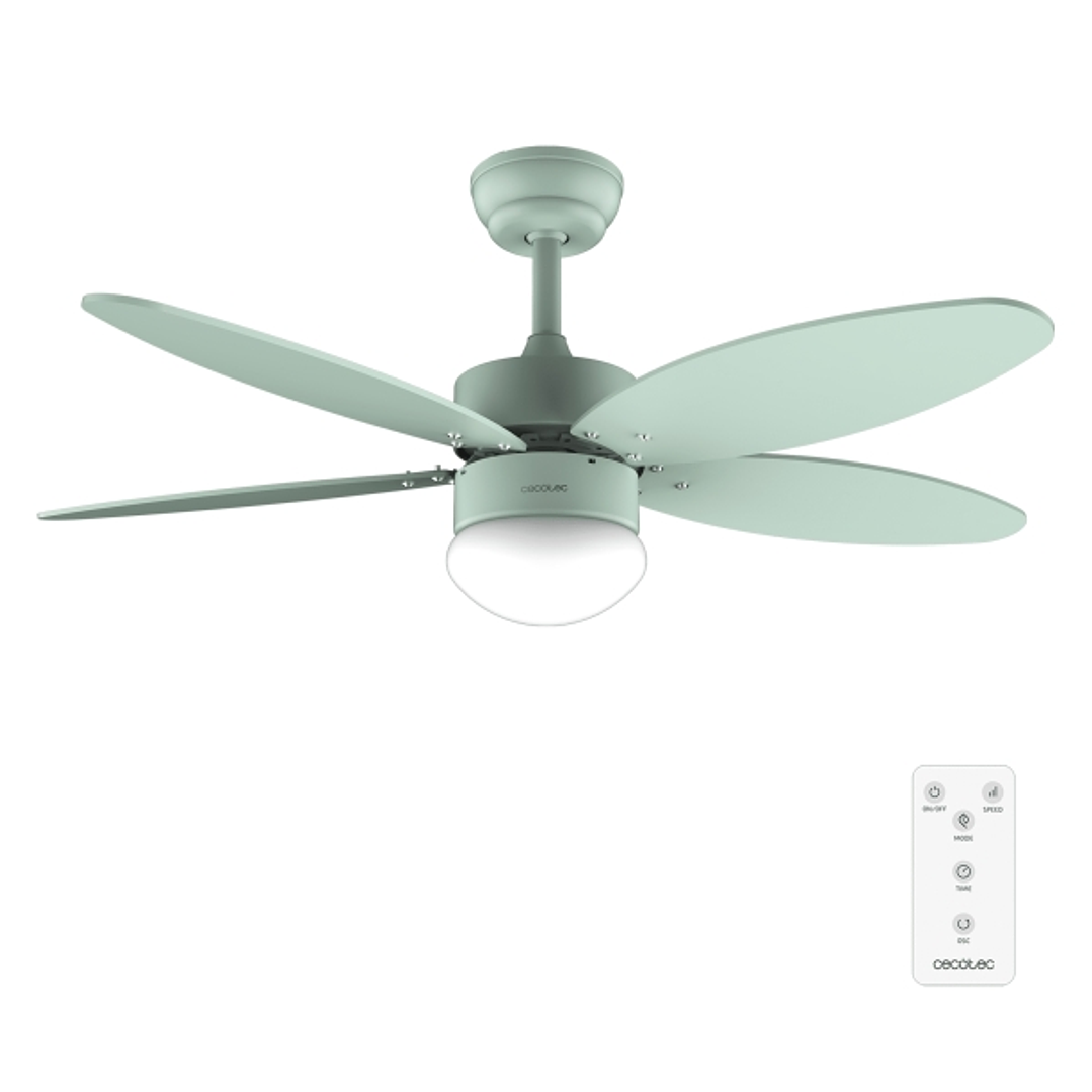 Cecotec EnergySilence Aero 4260 Full Mint Ventilador de Techo con 5 Aspas Reversibles y Luz - 40W - Diametro de 42
