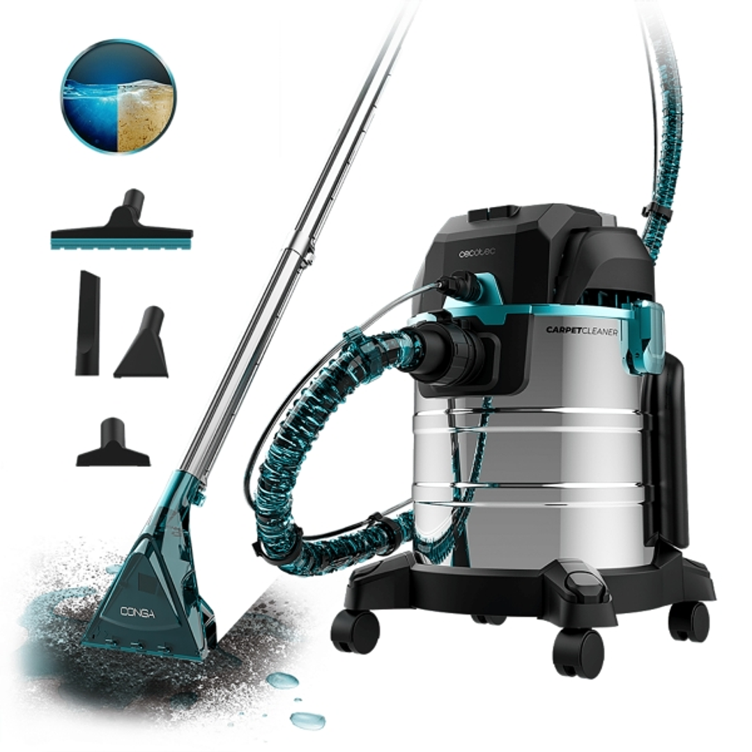 Cecotec Conga CarpetClean 20000 Max Aspirador para Tapiceria - 1400W - 22kPa - Aspiracion en Seco y Humedo - Doble Deposito - Filtro HEPA - Radio de 7 1