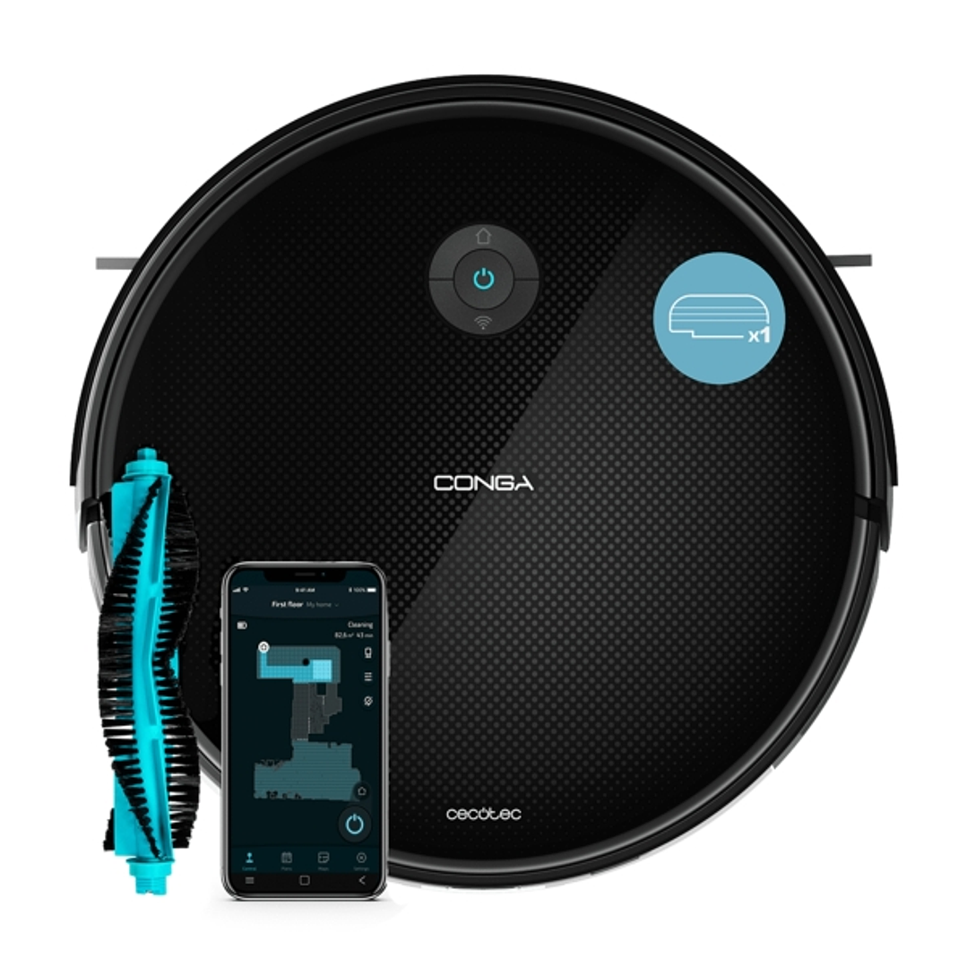 Cecotec Conga 2499 Ultra Genesis Robot Aspirador 3 en 1 - 2200Pa - Navegacion Giroscopica - Control App - Fregado Inteligente - Cepillos Laterales - A 1
