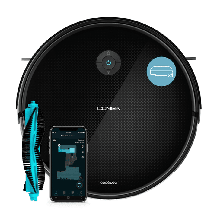 Cecotec Conga 2499 Ultra Genesis Robot Aspirador 3 en 1 - 2200Pa - Navegacion Giroscopica - Control App - Fregado Inteligente - Cepillos Laterales - A 1
