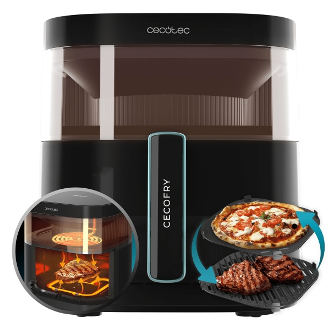Cecotec Cecofry DuoHeat 6000 Freidora sin Aceite - 2200W - Capacidad 6L - Dosificador de Agua Automatico - Ventana con Luz Interior - Panel Multifunci 1