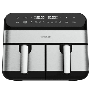 Cecotec Cecofry Advance 9000 Inox Freidora sin Aceite Doble - 2800W - Capacidad de 9L - Rango de 80 a 200°C - 8 Programas Preconfigurados - Acero Inox