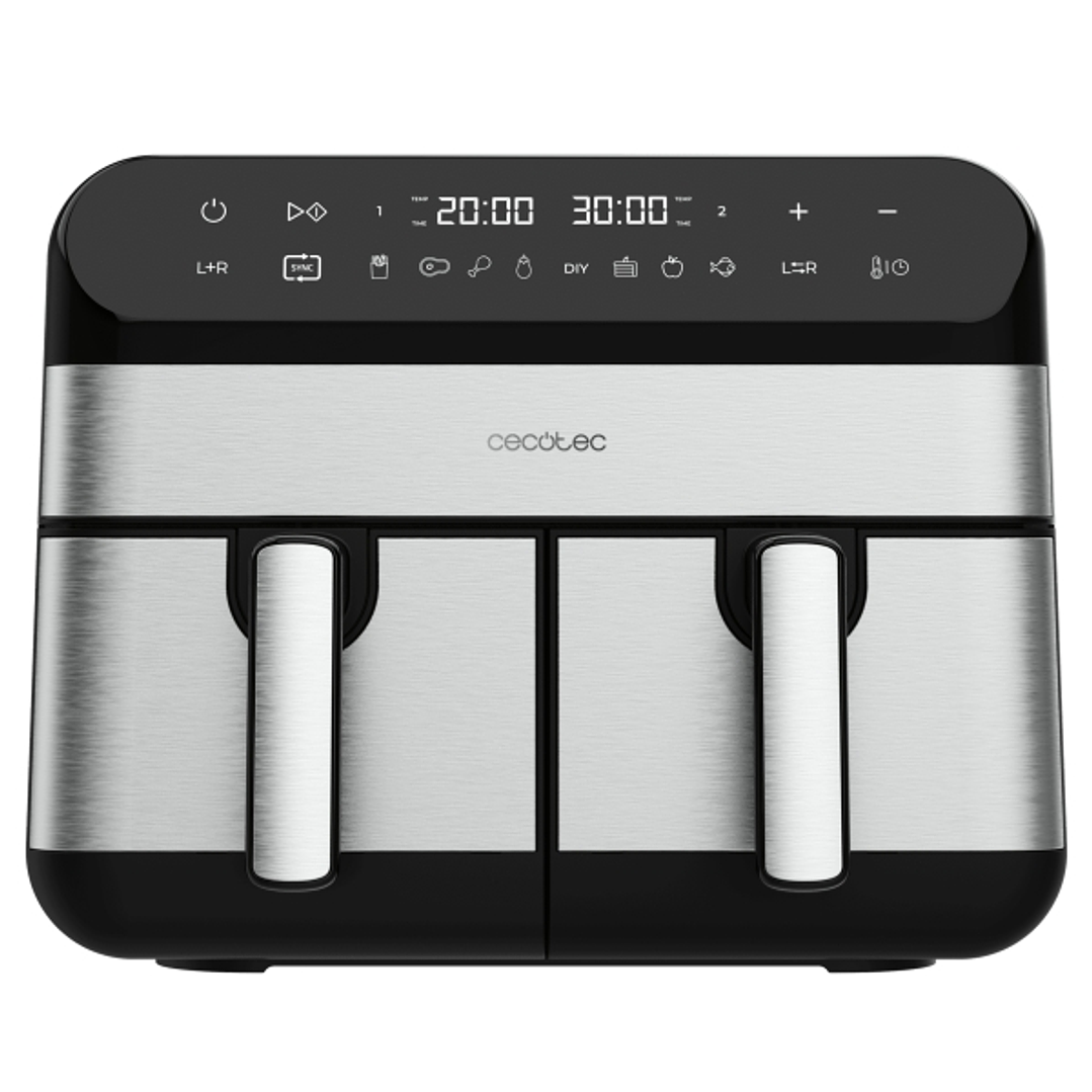 Cecotec Cecofry Advance 9000 Inox Freidora sin Aceite Doble - 2800W - Capacidad de 9L - Rango de 80 a 200°C - 8 Programas Preconfigurados - Acero Inox 1