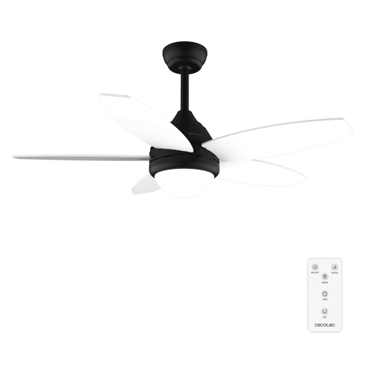 Cecotec EnergySilence Aero 4200 Black and WhiteWood Ventilador de Techo con 5 Aspas y Luz - 53W - Diametro de 42