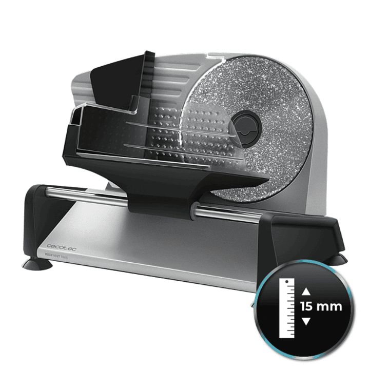 Cecotec Rock’nCut Twin Cortafiambres de 180W - 2 Discos de 190mm - Antiadherente - Grosor hasta 15mm - Acabados en Acero Inoxidable - Base con Ventosa 1