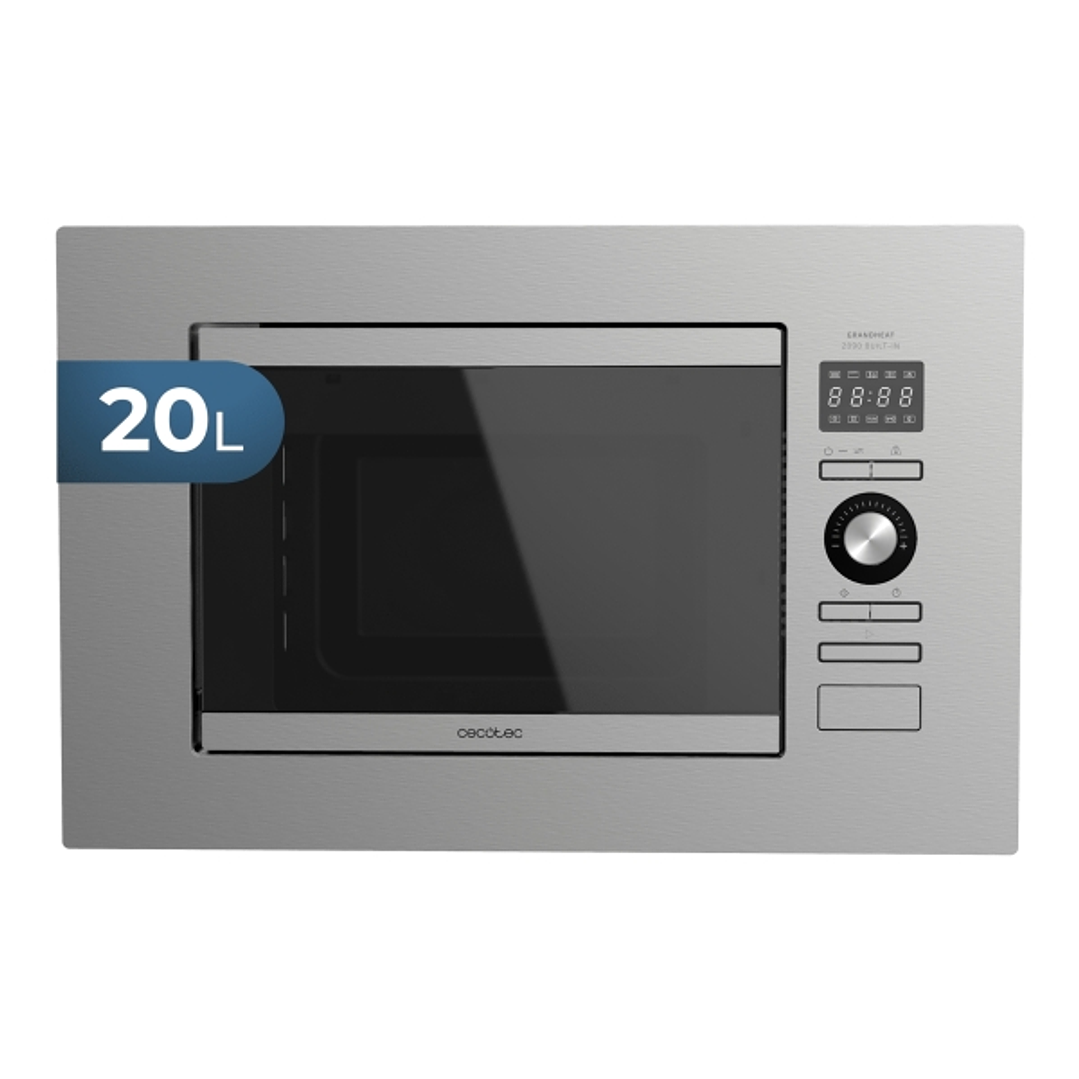 Cecotec GrandHeat 2090 Built-in Microondas Encastrable - 800W - Capacidad 20L - Grill 1000W - 8 Funciones Preconfiguradas - Temporizador - Revestimien 1