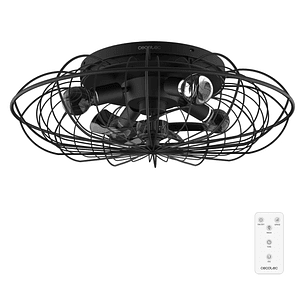 Cecotec EnergySilence LampAero 650 Iron Design Ventilador de Techo con 5 Aspas y Luz - 20W - Tulipa Metalica - Lampara con 3 Tonos - Temporizador - 3 