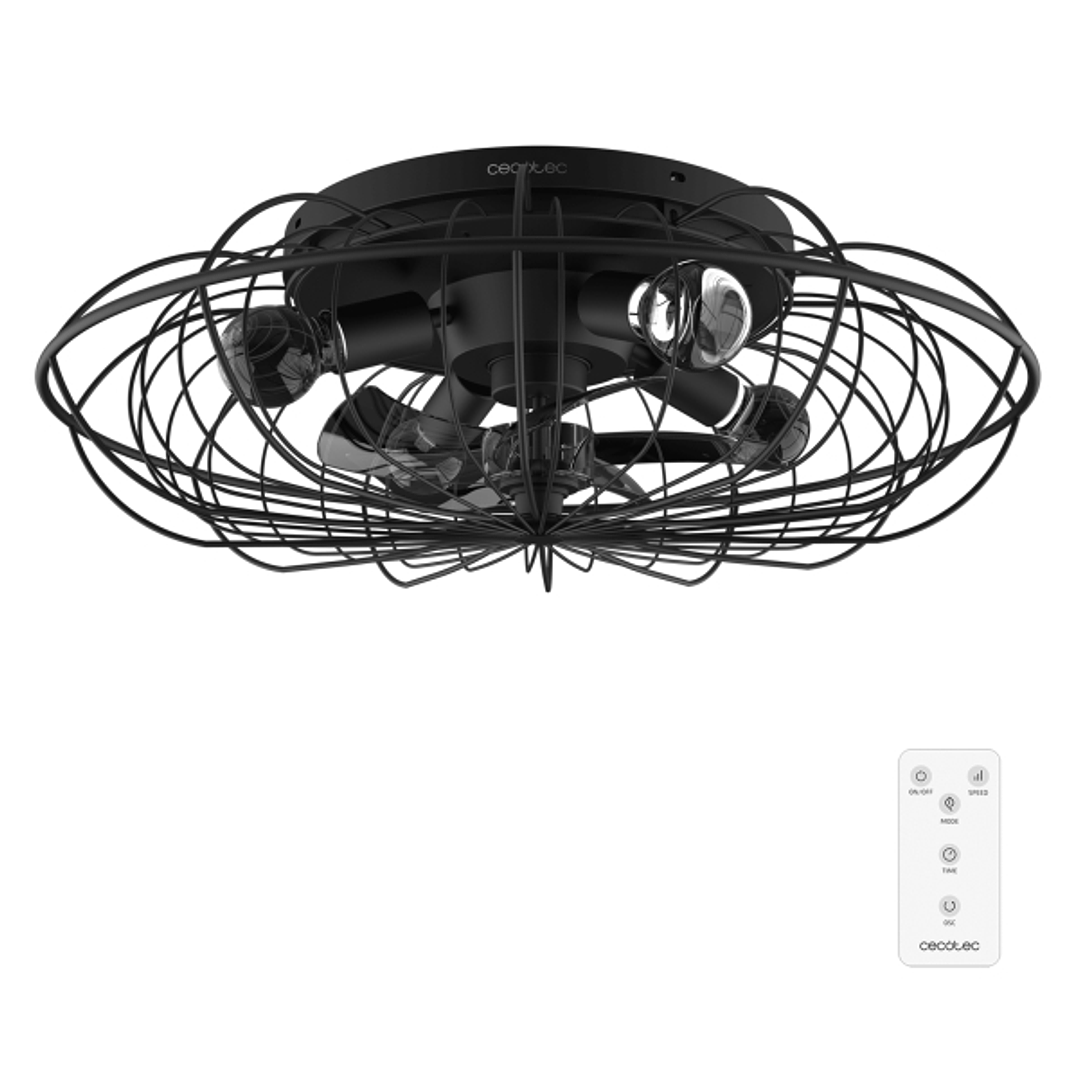 Cecotec EnergySilence LampAero 650 Iron Design Ventilador de Techo con 5 Aspas y Luz - 20W - Tulipa Metalica - Lampara con 3 Tonos - Temporizador - 3  1