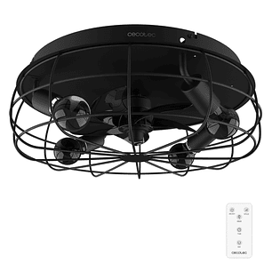 Cecotec EnergySilence LampAero 600 Iron Design Ventilador de Techo con 5 Aspas y Luz - 20W - Tulipa Metalica - Lampara con 3 Tonos - Temporizador - 3 